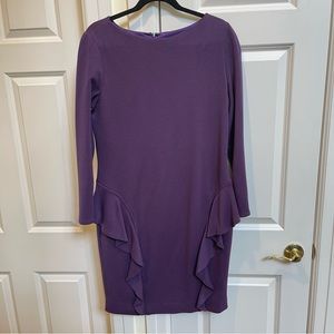 Tom & Linda Platt Purple Long Sleeve Dress With Ruffles